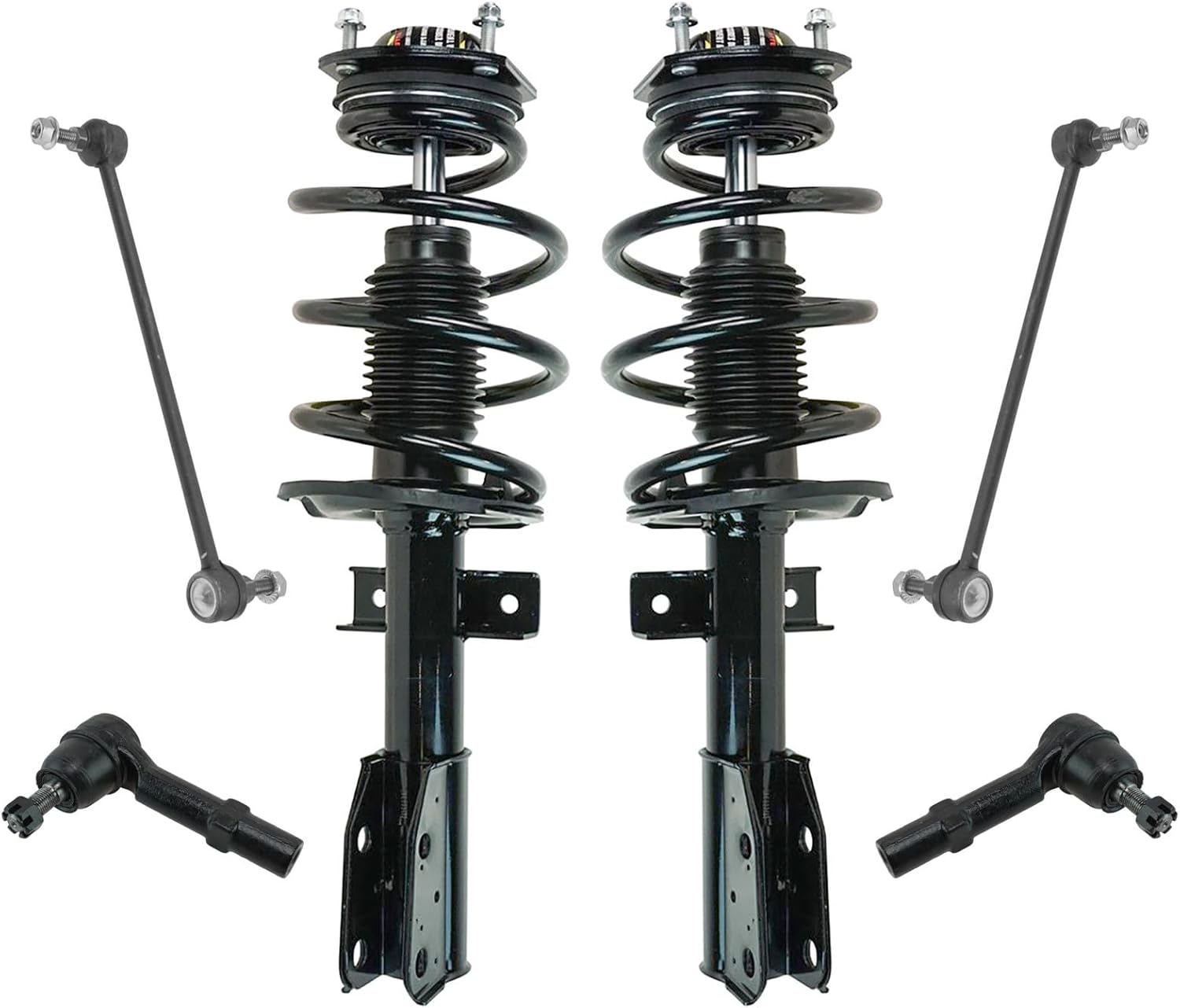 TRQ Front Steering & Suspension Kit Complete Strut & Coil Spring Assembly Sway Bar Stabilizer Link Tie Rod Compatible with Buick Chevrolet GMC Saturn