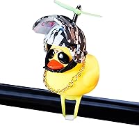 Vista 17 de wonuu Adornos de pato de goma para automóvil, decoración de tablero de instrumentos de pato amarillo, cuernos de bicicleta de pato con casco