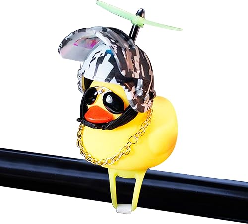 Vista 34 de wonuu Adornos de pato de goma para automóvil, decoración de tablero de instrumentos de pato amarillo, cuernos de bicicleta de pato con casco