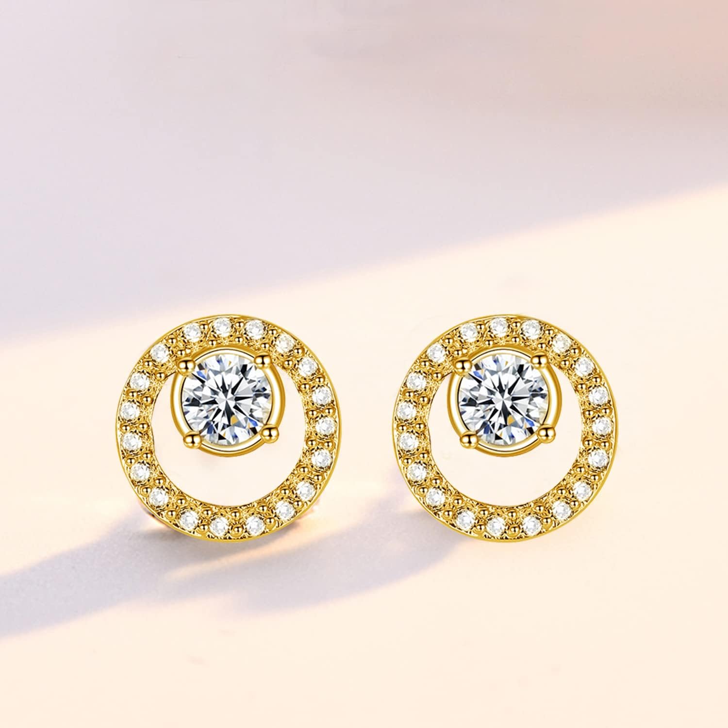 Simple Geometric Round Stud Earrings 925 Sterling Silver Post Circle Love Knot Studs for Women - Image 3