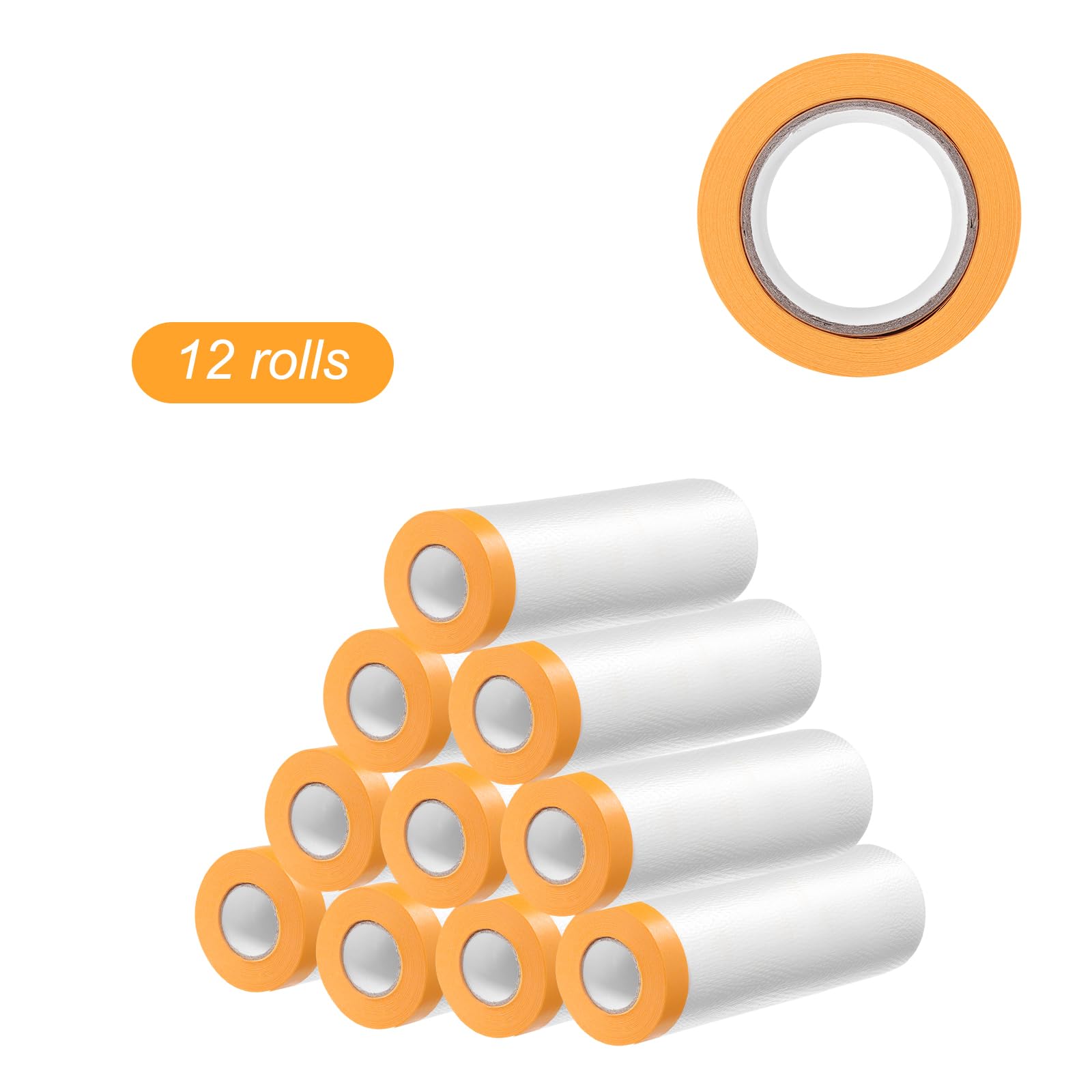 QUARKZMAN 12 Rotoli di Pellicola Mascherante Pre-Incollata 43.3" X65.6Ft Nastro E Telo Protettivo in Plastica per Pittura con Nastro Pellicola per Copertura per Pittura Automobilistica