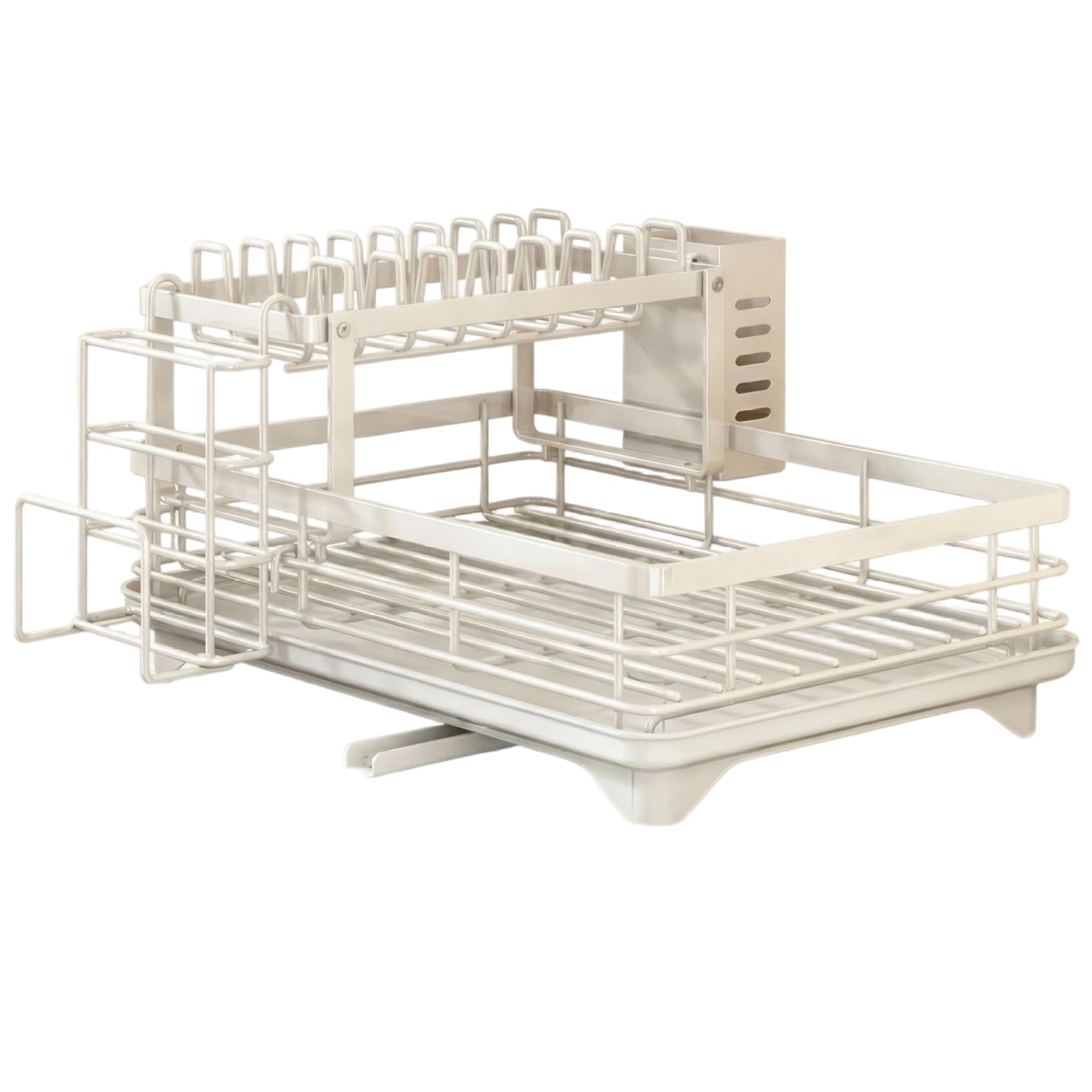 Égouttoir à Vaisselle à 2 Niveaux, Grand égouttoir Vaisselle en Acier au Carbone Blanc avec Porte-ustensiles, de Cuisine Multifonction Amovible pour Bol, Tasse, Couteaux, Planche, pour