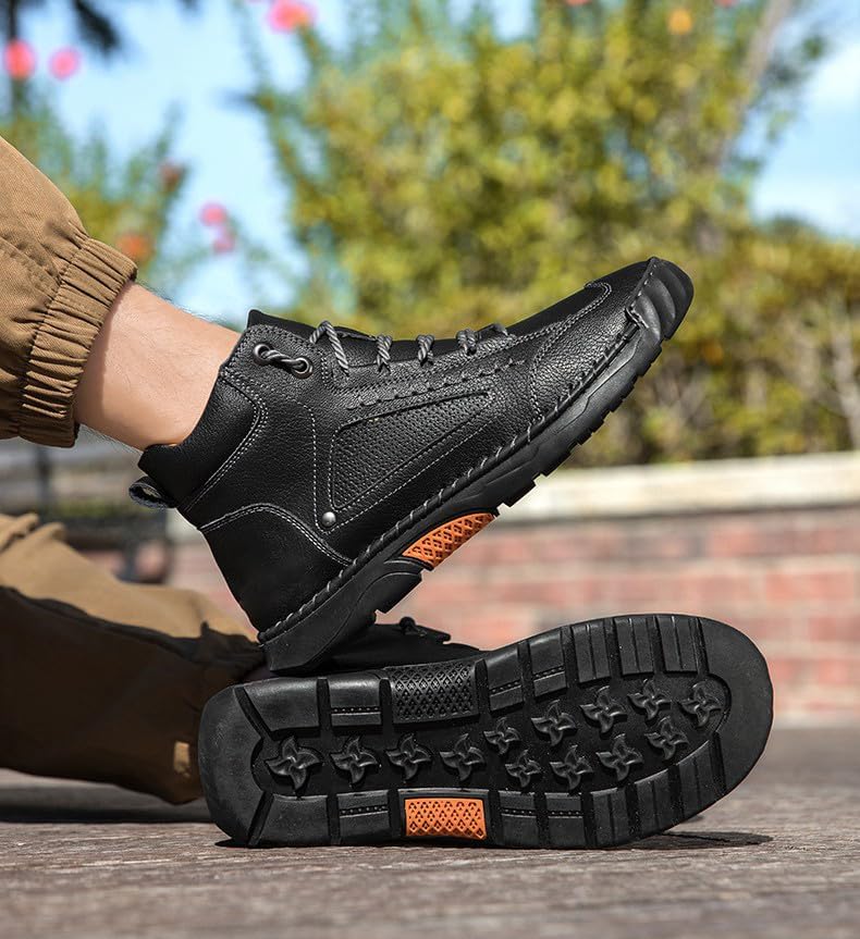 Mens Work Boots, Waterproof Leather Barefoot Boots, Comfort Lightweight Handmade Leather Outdoor Boots - Image 4