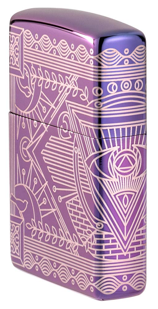 ZIPPO – Sturmfeuerzeug, Hyper Pastiche, 360° Laser Engraved, High Polish Purple, nachfüllbar, in hochwertiger Geschenkbox