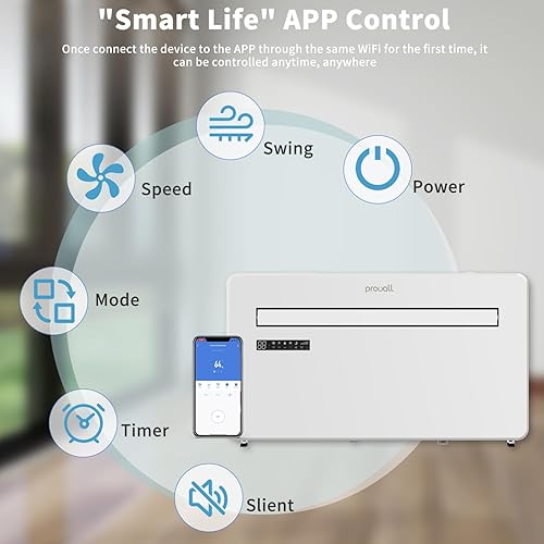Miniatura 3 de Aire acondicionado de pared de 10,000 BTU con calentador, fresco, seco y modo de ventilador, control inteligente de aplicación para habitaciones de