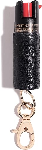 Pepper Spray Maximum Strength Self Defense Keychain for Women, 12-Foot Spray Range & UV Dye - Glitter