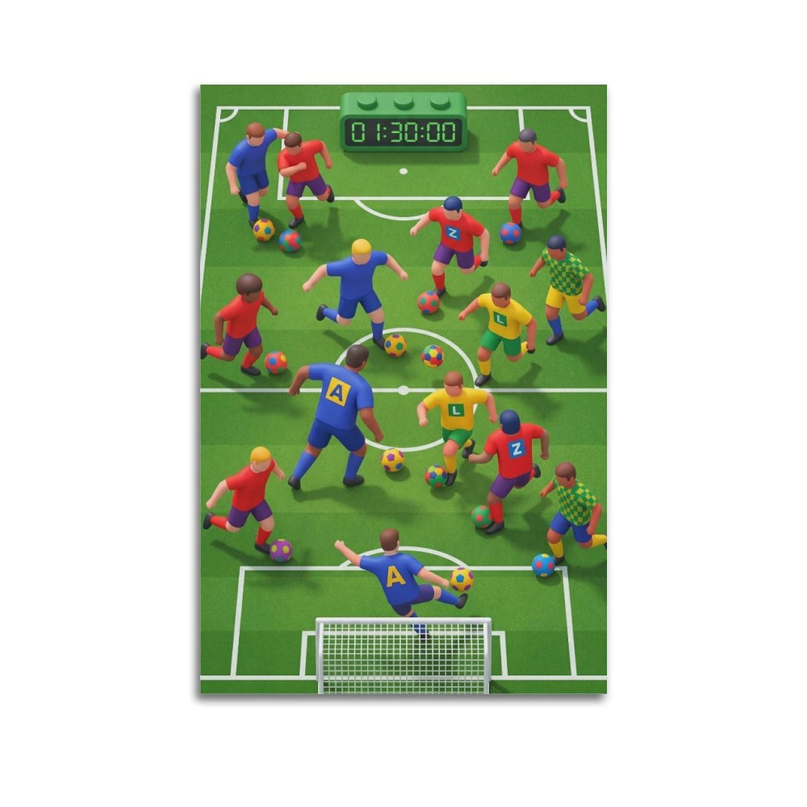 OLYHTR Dynamic Soccer Match Poster for Kids Room Modern Decorative Canvas Prints - Ideal Wall Art for Family, Man Cave, Game Room, Boys & Girls Bedroom 24x36inch(60x90cm)