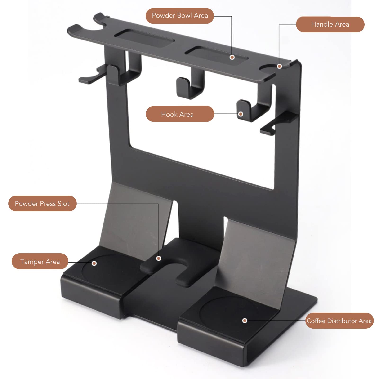 Tissting Support de Doseur de Café en Fer, 23x14.7x29.2cm Station de Bourrage de Café avec Poignée de 58 mm，Comptoir Porte-filtre à Café Rangement Support pour Café à Domicile