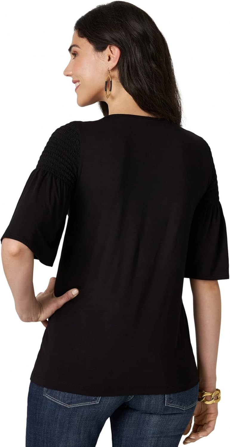 Wrangler Women's 3/4 Sleeves Smocked Shoulder Knit Top - Image 2