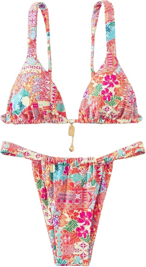 Women's Floral Print Triangle Bikini Set Bathing Suit