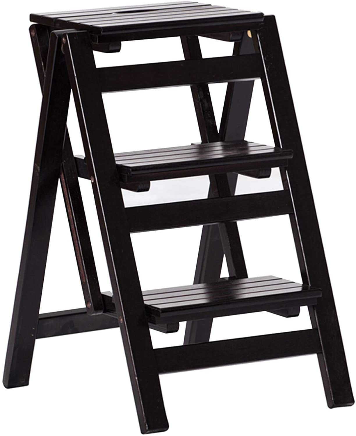 Escabeau pliant 3 marches en bois pour optimiser le rangement du salon