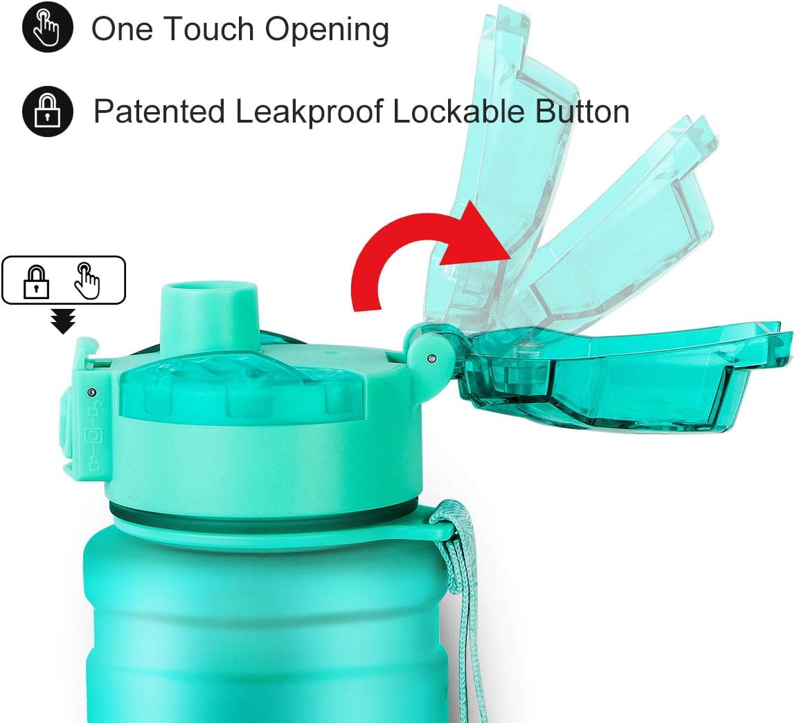 Zounich Best Sports Water Bottle Leak Proof 1L/700ml/500ml/400ml BPA Free Tritan Drink Bottles, Emerald, 32oz/1000ml - Image 5