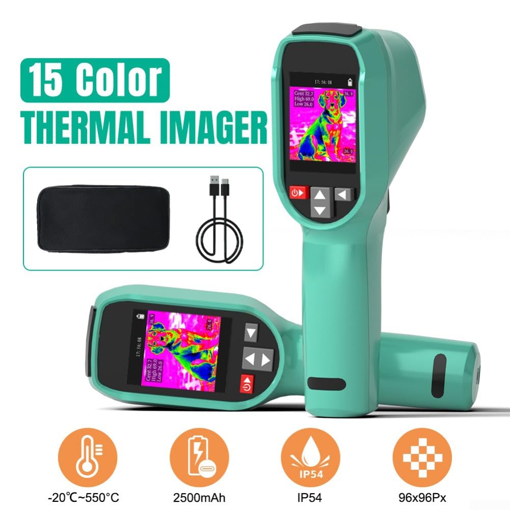 Termómetro infrarrojo de imagen térmica FY10FY12 240 x 240 con 15 modos de color falso y almacenamiento interno para uso profesional (FY12)