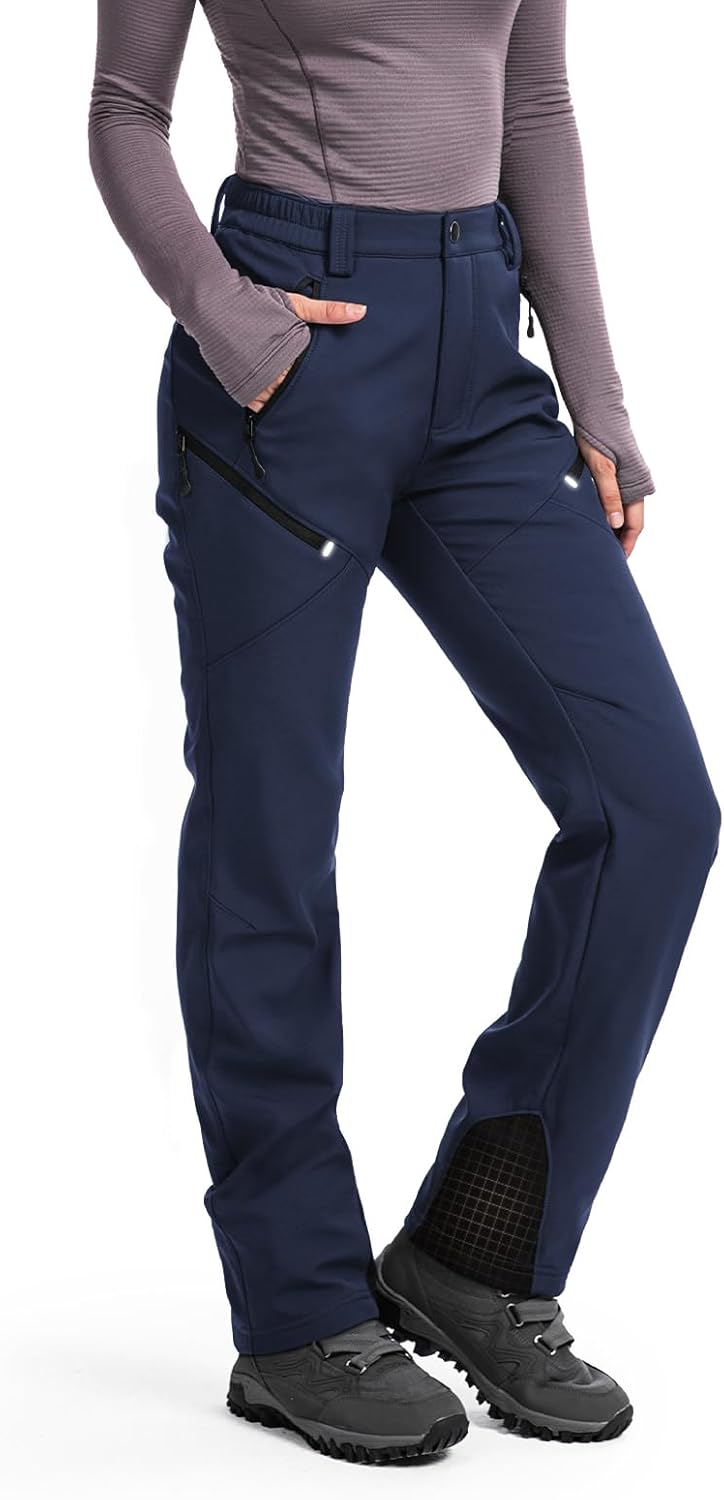 Moosehill Women's Ski Snow Pants: Fleece Lined Waterproof Insulated Softshell for Winter Outdoor Hiking with 5 Pockets - Image 6