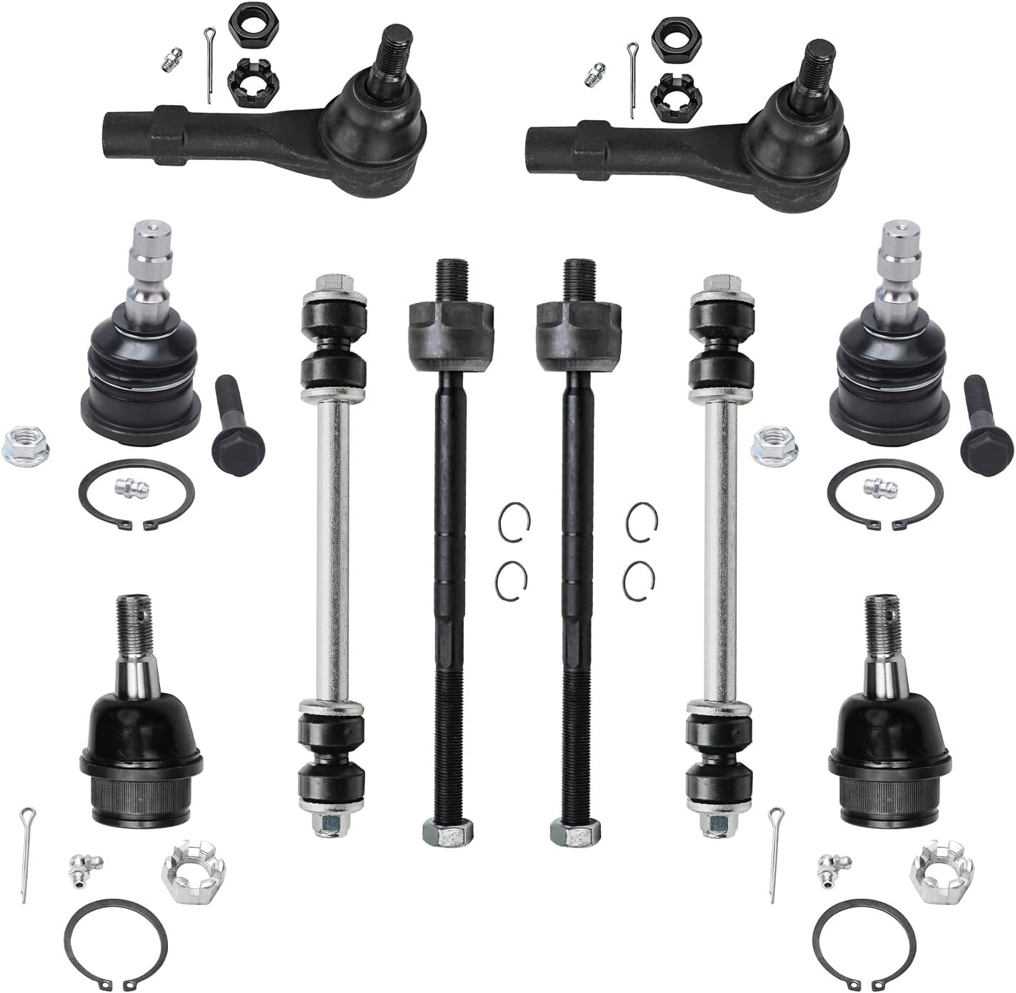 Detroit Axle - Front 10pc Suspension Kit for Ford Ranger Mazda B3000 B2500 B4000 B2300, 2 Sway Bar Links 4 Outer Inner Tie Rod Ends 4 Lower Upper Ball Joints Replacement