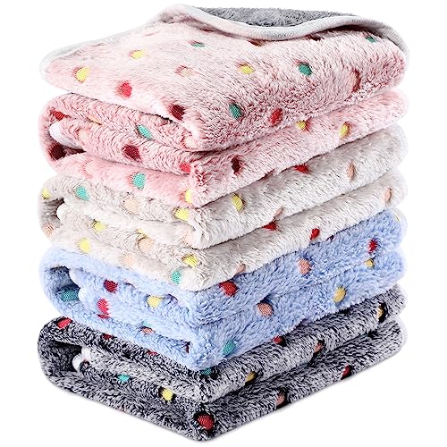 Image of Reginary 4 Pcs Waterproof Guinea Pig Blankets Washable Small Animal Fleece Bedding Guinea Pig Cage Liners Reusable Training Pads Pet Pee Pad Sleep Mat for Hamster(Colorful Dot,24 x 16 Inch)