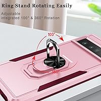 Vista 4 de Funda para Google Pixel 7 Pro con soporte magnético de anillo de soporte, doble capa de protección contra golpes, funda delgada para teléfono Google