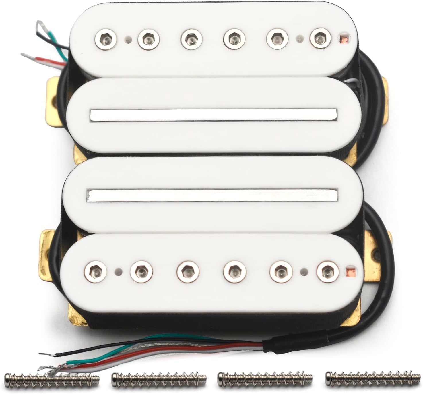 MAXCHEER Electric Guitar Humbucker Bridge-16.6K 52MM Blade/Hex Screw Adjusting Dual Coil Guitar Pickup with 4 Conduct Cable/Coil Splitting (Black-B-52MM)