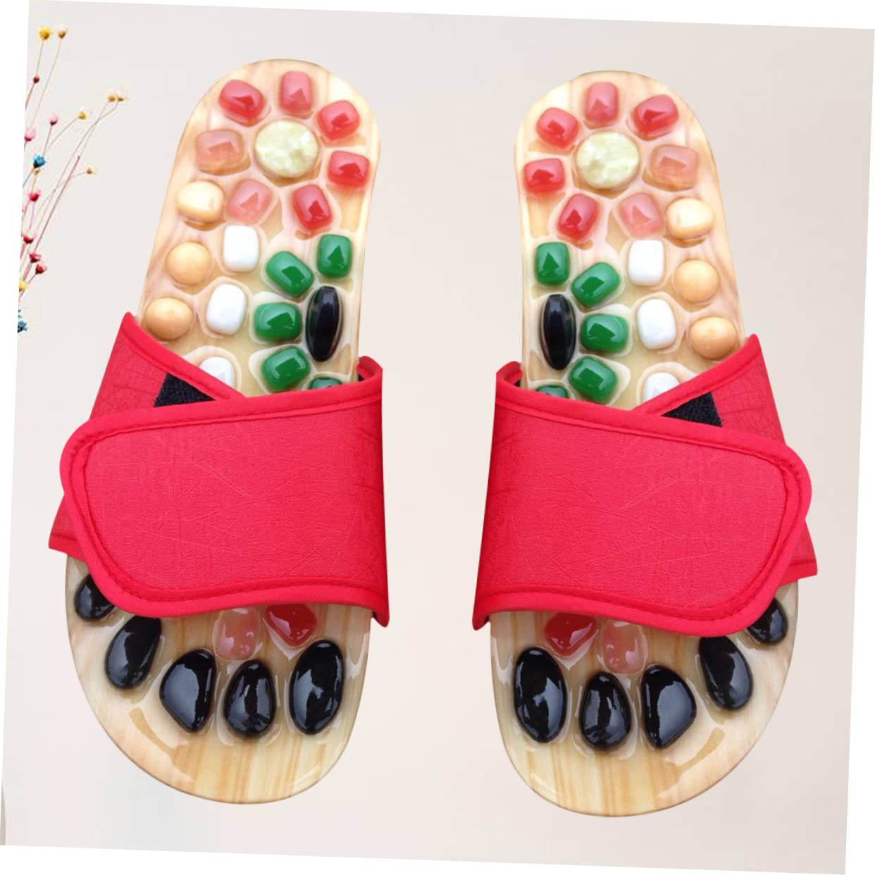 Akupressur Massagesandalen Größe 41–42, Rot, Pu Eva, Paar