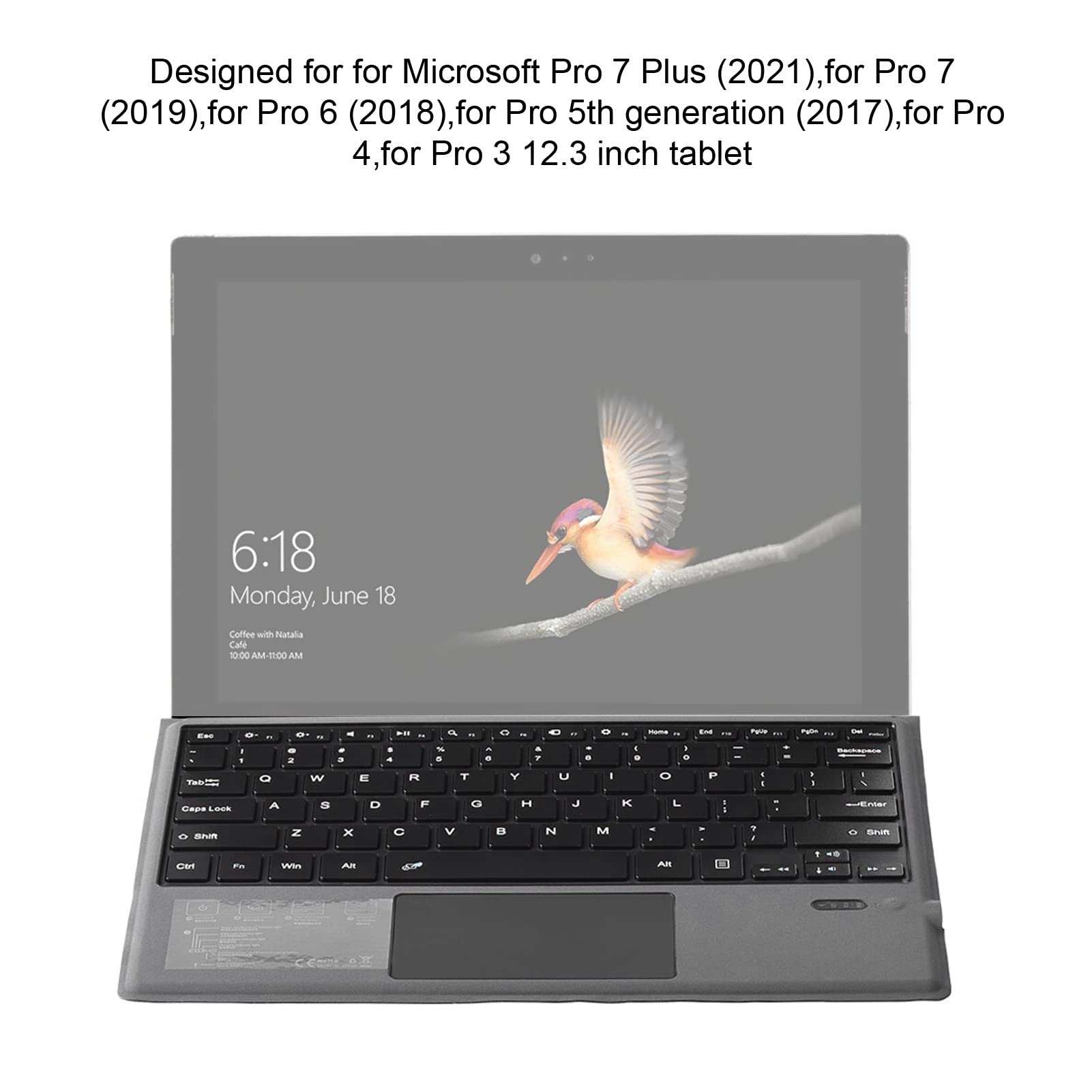 Cover con Tasti per PRO Wireless, Tastiera Wireless Portatile Sottile con Touchpad per PRO 7+/PRO 7/PRO 6/PRO 5/PRO 4/PRO 3, Ricarica USB C,