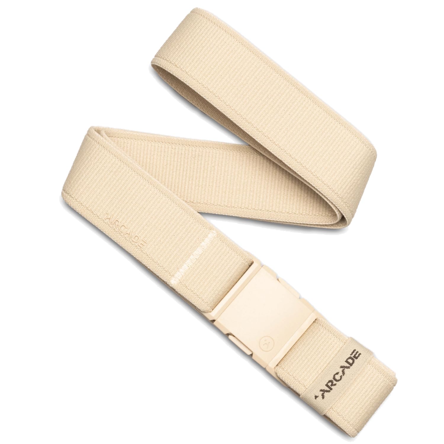 Arcade Belt Atlas A2 Elastic Stretch Belt: Heavy Duty Elastic Webbing, Non-Metal Travel Friendly Buckle - Khaki, One Size