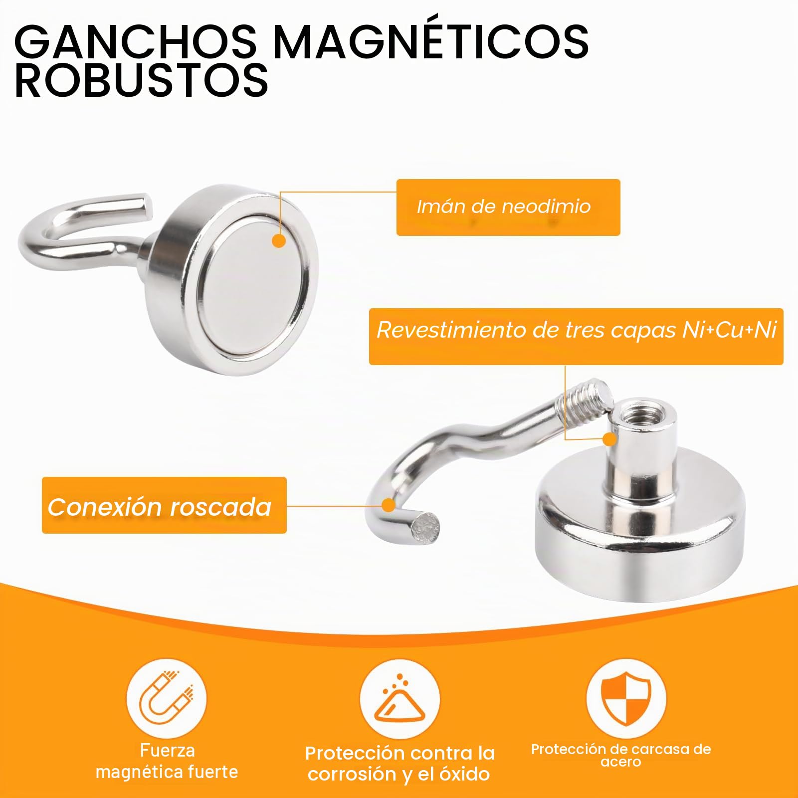Swihorab Ganchos Magnéticos Neodimio - 28 Piezas Extrafuertes, 10 kg