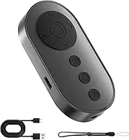 Obturador remoto de câmera Bluetooth com zoom e interruptor de câmera frontal/traseira para foto e vlog, clique remoto para smartphone iOS e Android, rolagem de vídeo sem fio para Tiktok