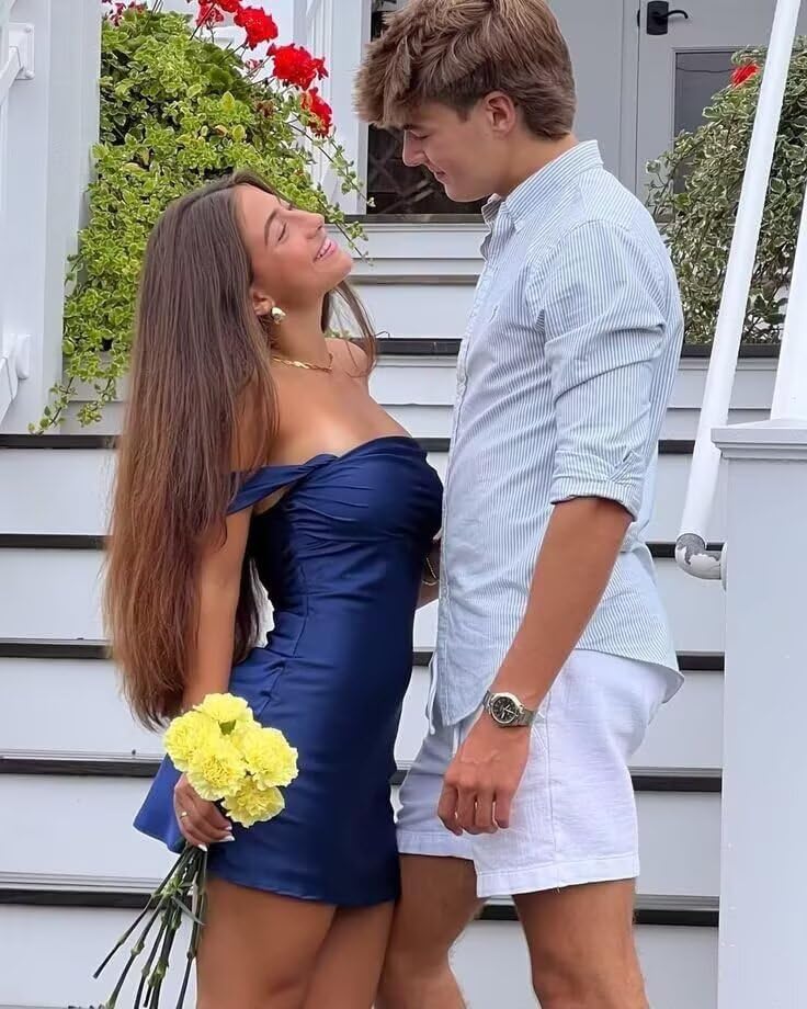 Off The Shoulder Short Homecoming Dresses for Teens Corset Satin Graduation Cocktail Party Dress DE5603