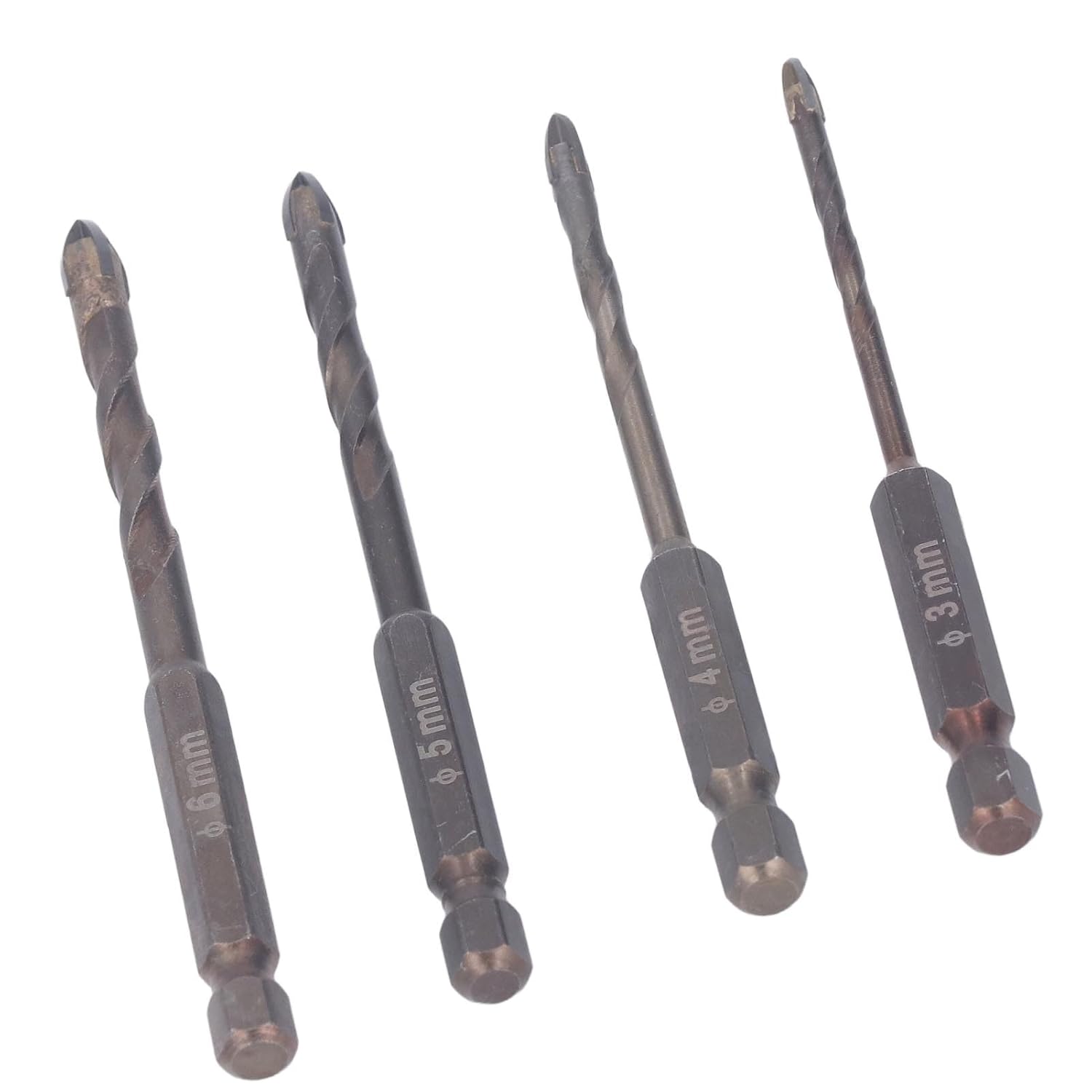 4PCS Masonry Drill Bit Set Professional Concrete Perforation Kit 3mm 4mm 5mm 6mm Multifunction Masonry Drill Bit Set for Tile Slate Glass Plastic