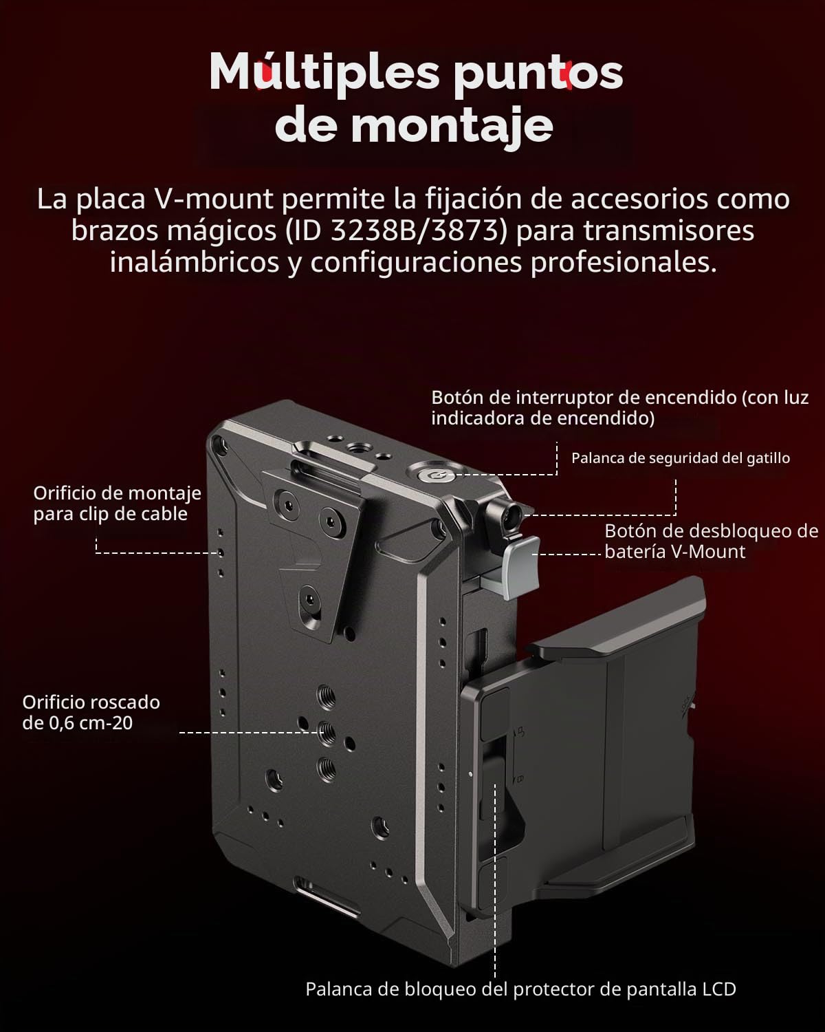 SMALLRIG V Mount Battery Plate,con Protector de Pantalla LCD, D-Tap/USB-C, Rig Compacto para Cámaras Mirrorless/DSLR, para Baterías NEEWER PS099E - 5228
