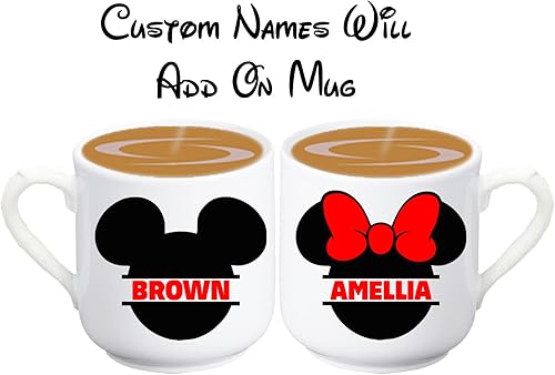 Miniatura 2 de Juego de tazas de café MM Head Custom Parejas Names Mug Head Mouse tazas de café para mujeres, compromiso, aniversario, boda, pareja para él y ella