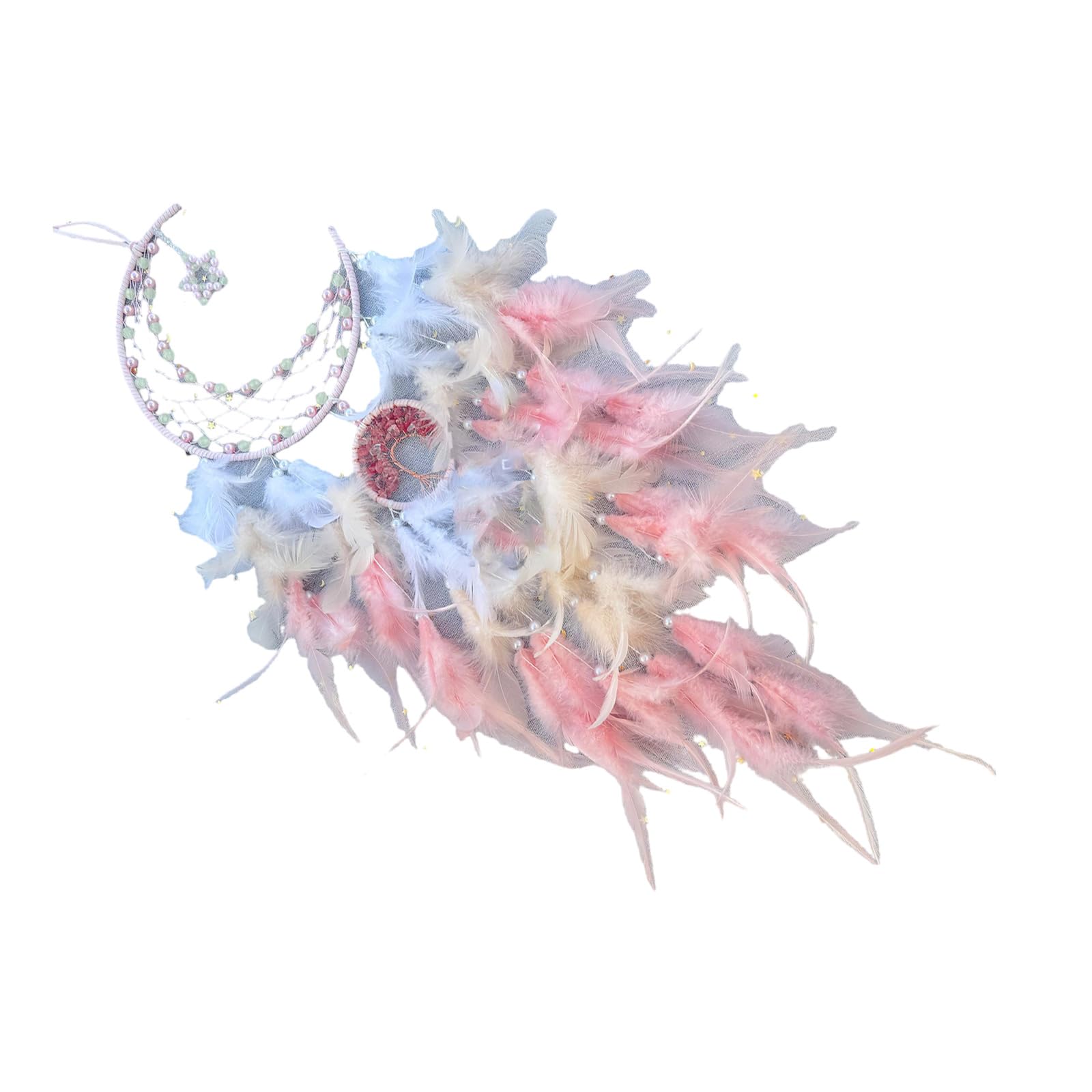Kalttoy Glowing in Dark Beads Star Windchimes Feathered Tassels Dreamcatchers Ornament for Festives and Bedroom Decoration Dreamcatchers Windchimes