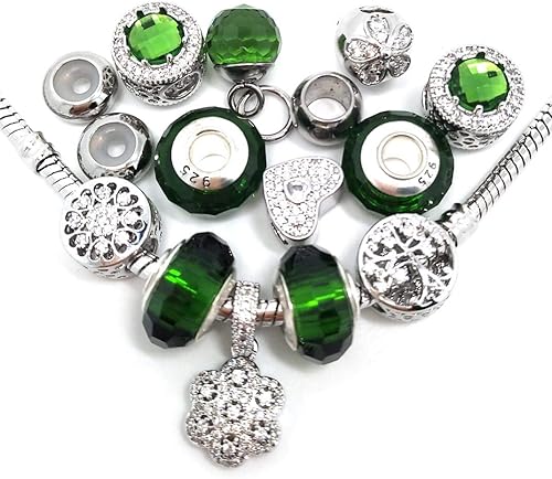 Miniatura 19 de Cuentas mixtas de 40 piezas, dijes para hacer joyas, cuentas de aleación de agujero grande con pedrería, colores y estilos variados al azar, Metal