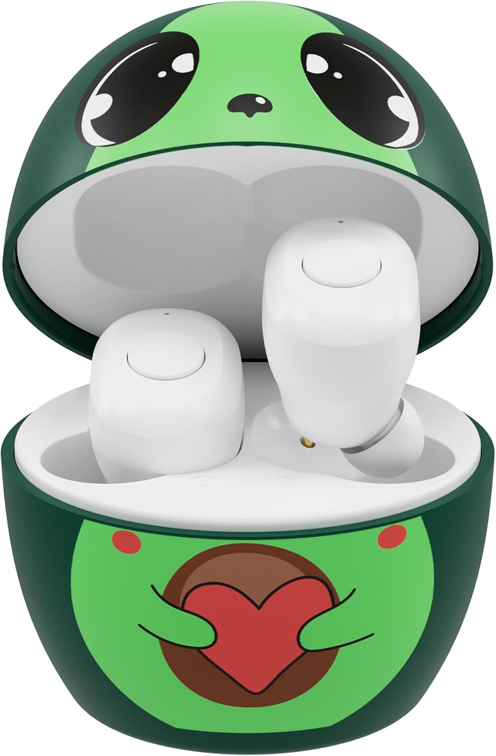 Coby Kids’ Wireless Earbuds, Mini Bluetooth in-Ear Earbuds for Children with Cute Charging Case, Secure Gel Tips, IPX4 Water-Resistant Design, Up to 24-Hour Playtime, Ava The Avocado