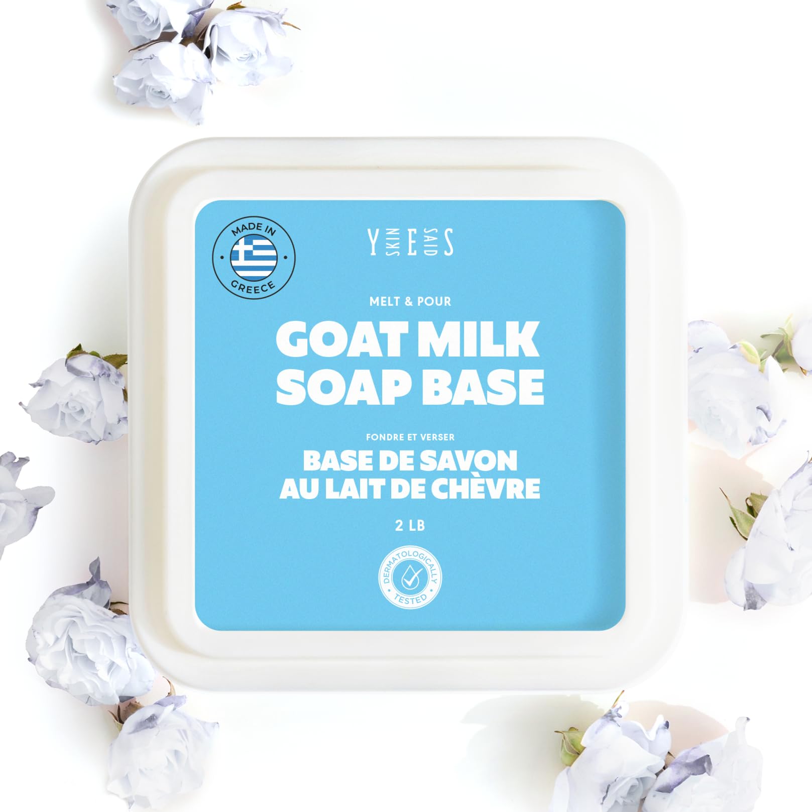 Skin Said Yes 2 Lb Goat Milk Soap Base - SLS/SLES Free, No Palm Oil, Organic - Melt and Pour Goats Milk Soap Making Supplies - All Natural, Gentle on Skin, Moisturizing, Perfect for DIY Projects