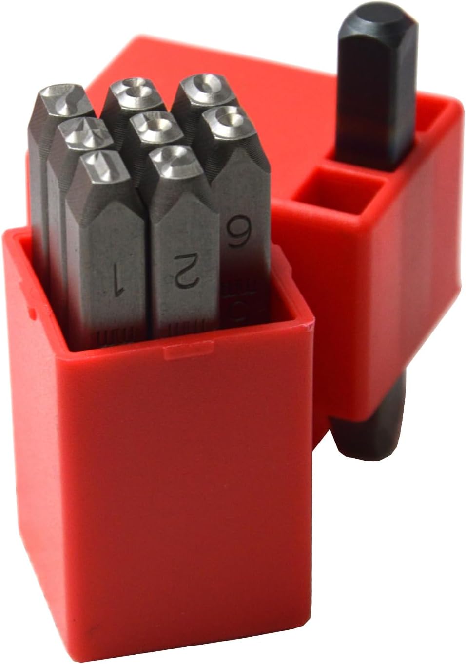 9pcs Heavy Duty Steel Stamp Uppercase Numbers 1/8 3mm Hand Stamping Serial Mark Code Alphabet Punch Kit for Jewelry Metal Sheet Plate Mold Die Making