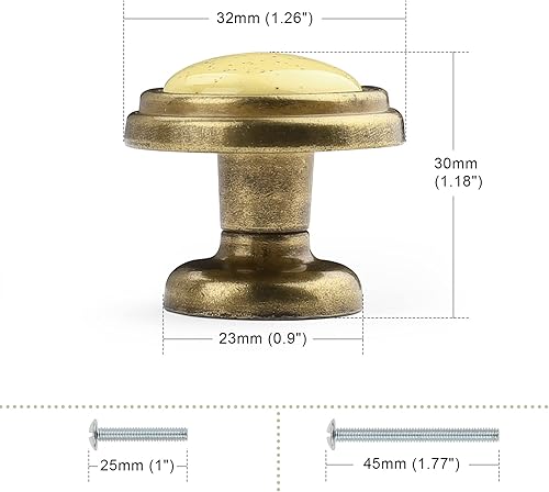 Miniatura 2 de Probrico Perillas redondas de cerámica para cajones, pomos modernos para cajones de armario, aparador, estantería, armario, tiradores de herrajes