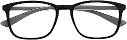 OPULIZE Max - Lunettes de Lecture - Monture Large et Rectangulaire, Forme Classique - Noir Mat avec Branches Grises - Hommes Femmes Unisexe - R78-1 - +2,50