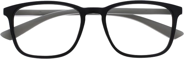 OPULIZE Max - Lunettes de Lecture - Monture Large et Rectangulaire, Forme Classique - Noir Mat avec Branches Grises - Hommes Femmes Unisexe - R78-1 - +2,50 - 1