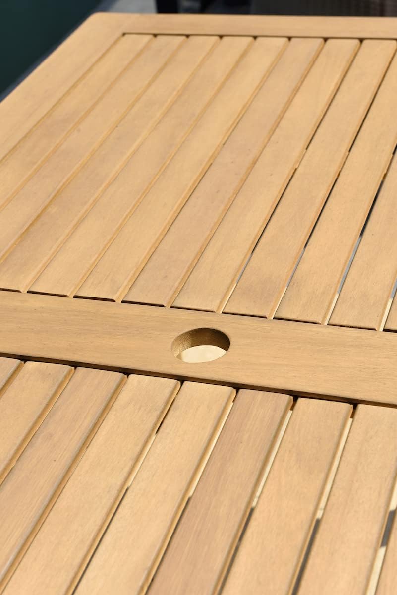 Amazonia Lisbon 5-Piece Outdoor Rectangular Dining Table Set | Teak Finish | Ideal for Patio and Indoors
