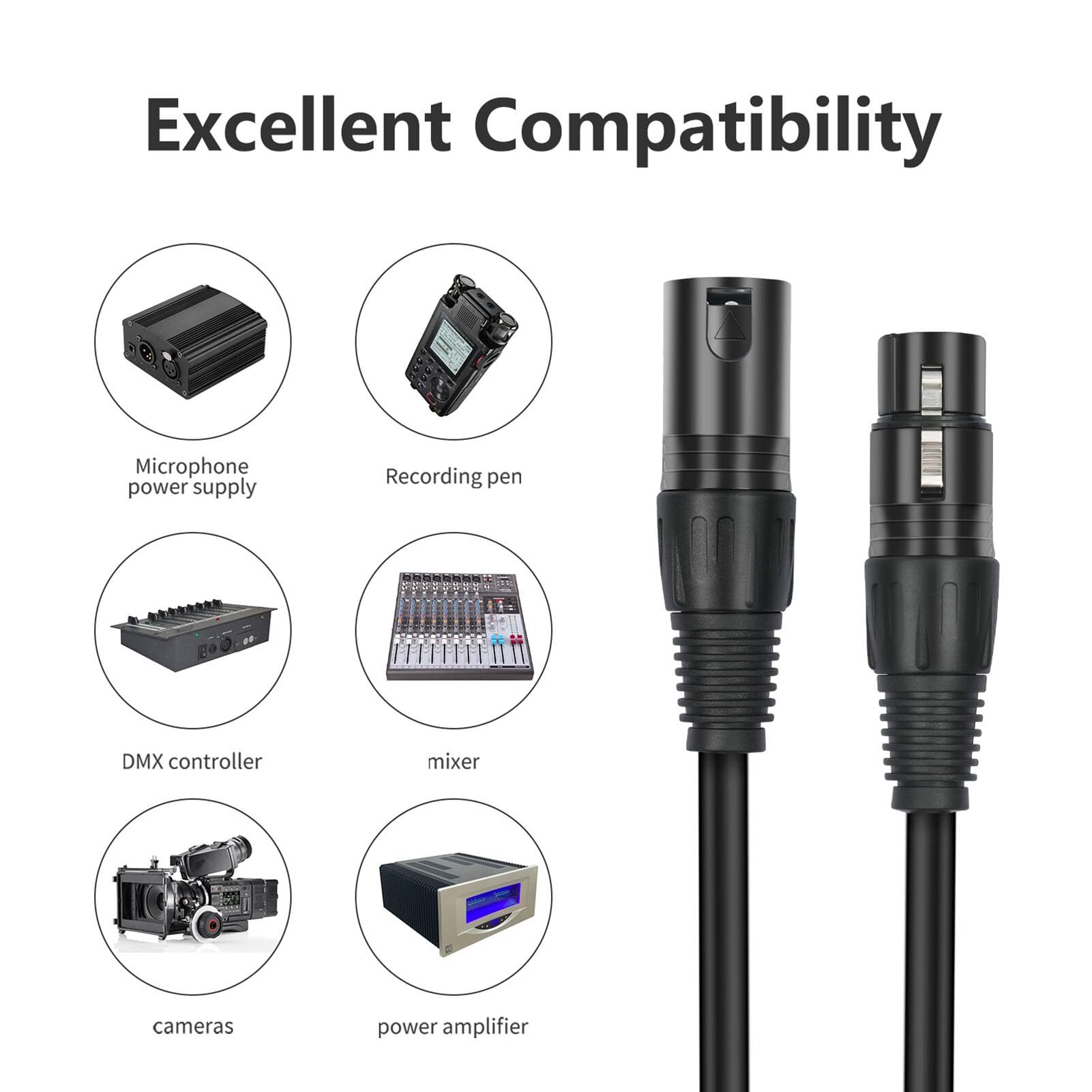 Cavo Patch A Y Bilanciato SiYear - XLR Maschio A Doppio XLR Femmina, 50 Cm, Per Microfoni E Audio Professionale - Foto 3