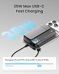 SHARGE ICEMAG 3 MagSafe Power Bank, Qi2 25W Magnetic Portable Charger 10000mAh 35W USB C Fast Charging, with Active Cooling& Built-in Cable, Transparent RGB Design for iPhone 17/16/15 Series