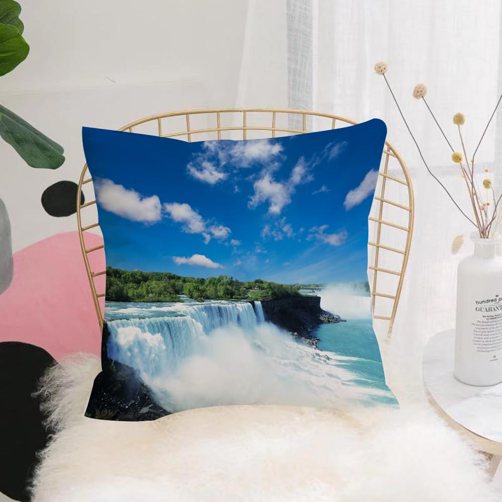 HYOSXW Cushion Cover,Throw Pillow Case Home Decorative for Living Room Bedroom Sofa Chair 16X16 Inch,Niagara, the magnificent waterscape under the giant waterfall,Pillowcase 40X40cm