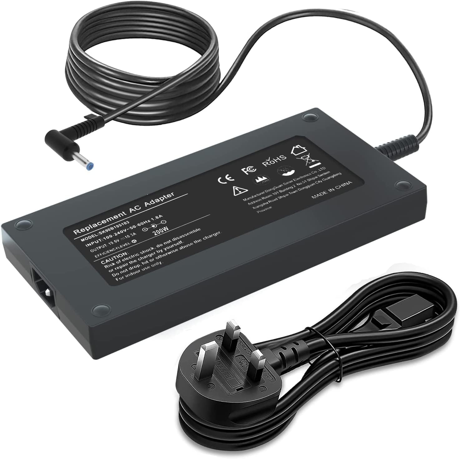 Generic 200W 19.5V-10.3A Charger Adapter for HP Omen 15, Zbook 15/17 G3-G5, Pavilion Gaming 15-17-cd, TPN-CA03 Replace