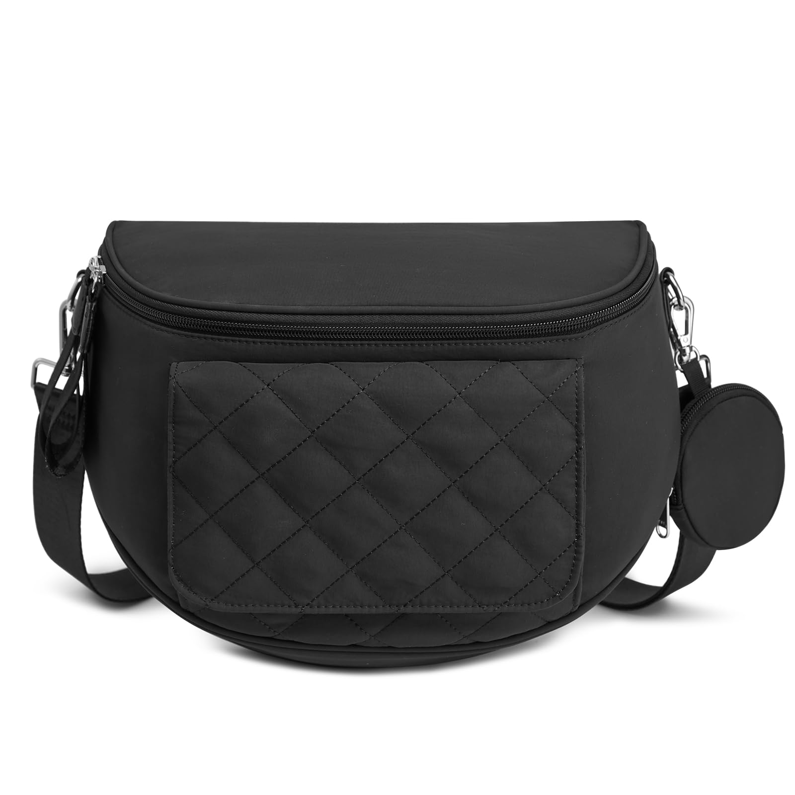 Photo 1 of G4Free Small Diaper Bag with Portable Changing Pad Nylon Crossbody Purse Bum Bags with Wipe Pocket Women,black