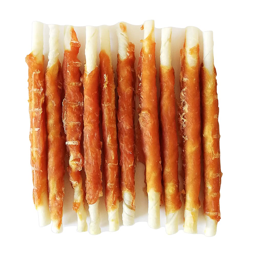 Hueso para morder de Hueso Prensado para Perros Snacks Naturales para Perros Huesos para Perro de Talla Mediana Fortalecedor de Dientes (PALITO Pollo)