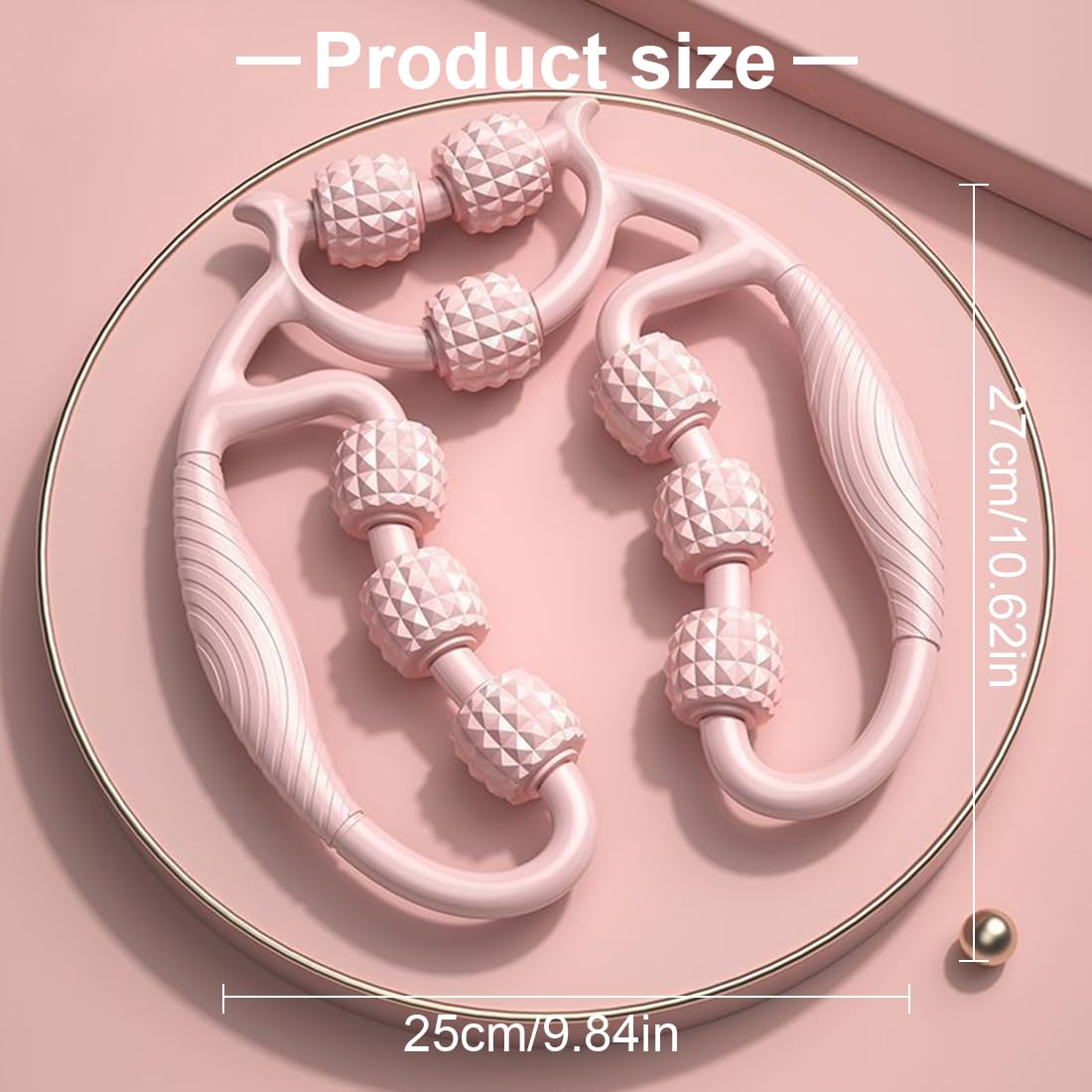 Rullo Muscolare per Gambe, Rullo Massaggio Muscolare Fitness,Muscolare Rullo 3D,Rulli Massaggianti per Muscoli 9 Ruote Massaggiatore Anticellulite, Ruotare Di 360 Gradi Senza Intoppi, rosa