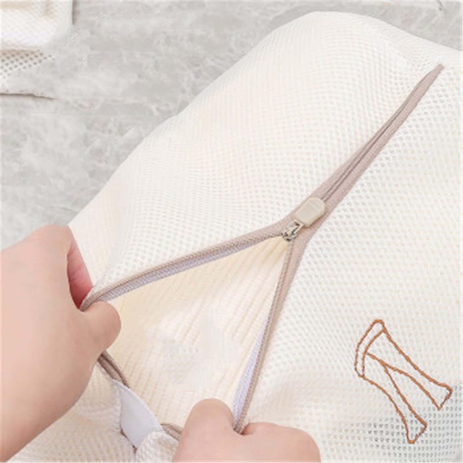 Mesh-Wäschesack verdickte feinmaschige Waschbeutel-Set Waschmaschine Wäsche-BH Unterwäsche Mesh-Beutel Kleidung Waschbeutel Set mit 6 Wäschebeuteln (Color : Beige, Size : 6pcs)