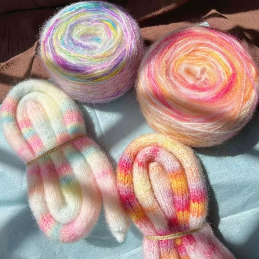100 G Mohair-Garnknäuel, Für Selbstgemachte, Gestrickte Schals, Handschuhe Und Pullover,J