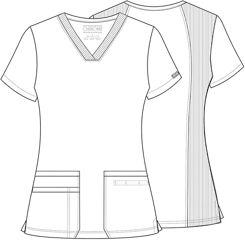 Miniatura 6 de Cherokee WW645 - Camiseta médica con cuello en V para mujer, moderna y clásica, con 3 bolsillos, lazo para instrumentos y tela resistente a